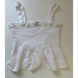 American Eagle Crop Top White Spaghetti Strap Ruffle Summer Beach Size Small